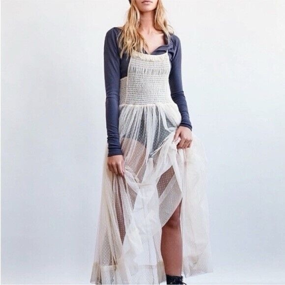 FREE PEOPLE Size XL CAN'T STOP WON'T STOP SLIP DRESS IN Beige - Picture 2 of 11